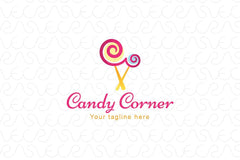 Candy Corner - Creative Swirl Shape Lollipop Candies Stock Logo Template