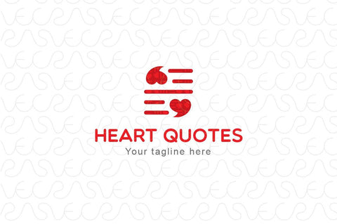 Heart Quotes - Simple Iconic Stock Logo Template for Authors, Poets & Love Apps