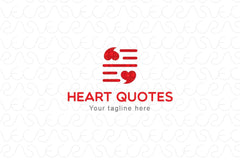 Heart Quotes - Simple Iconic Stock Logo Template for Authors, Poets & Love Apps