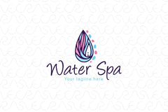 Water Spa - Creative Nature Drop Abstract Stock Logo Template