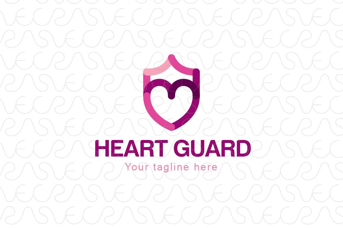 Heart Guard - Simple Iconic Heart & Crest ( Shield ) Stock Logo Template
