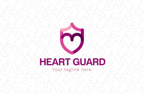 Heart Guard - Simple Iconic Heart & Crest ( Shield ) Stock Logo Template