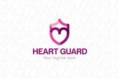 Heart Guard - Simple Iconic Heart & Crest ( Shield ) Stock Logo Template
