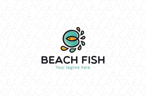 Beach Fish - Stock Logo Template for Fish Farming & Water Conservation
