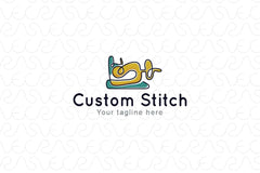 Custom Stitch - Creative Linear Style Traditional Sewing Machine Stock Logo Design for Boutique & Tailoring