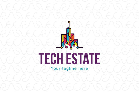Tech Estate -  High Profile Property Projects Real Estate Stock Logo Template for Engineering & Builder Groups