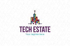 Tech Estate -  High Profile Property Projects Real Estate Stock Logo Template for Engineering & Builder Groups