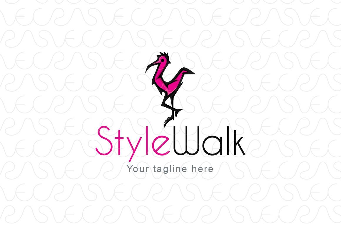 Style Walk - Crane Bird Stock Logo Template for Fashion & Beauty
