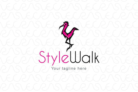 Style Walk - Crane Bird Stock Logo Template for Fashion & Beauty