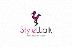 Style Walk - Crane Bird Stock Logo Template for Fashion & Beauty