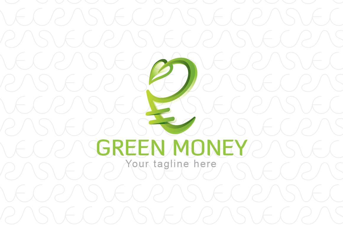 Green Money - Indian Rupee Icon Stock Logo Template for Financial Services