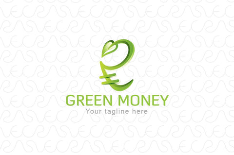 Green Money - Indian Rupee Icon Stock Logo Template for Financial Services