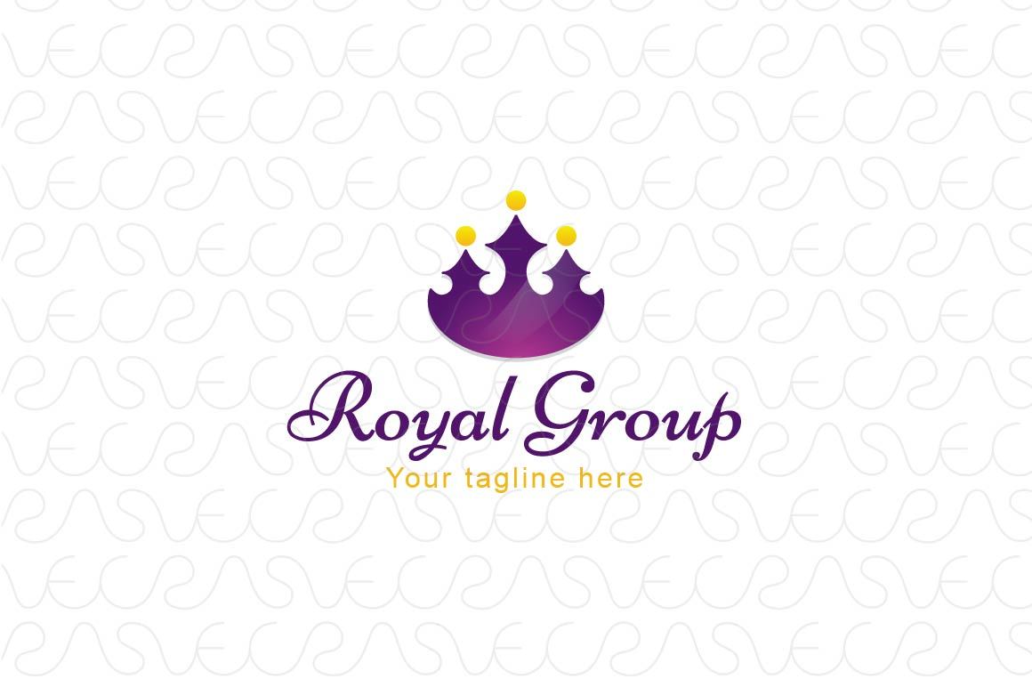 Royal Group - Abstract Crown Shape with Studs as Human Icons Stock Logo Template