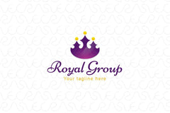 Royal Group - Abstract Crown Shape with Studs as Human Icons Stock Logo Template