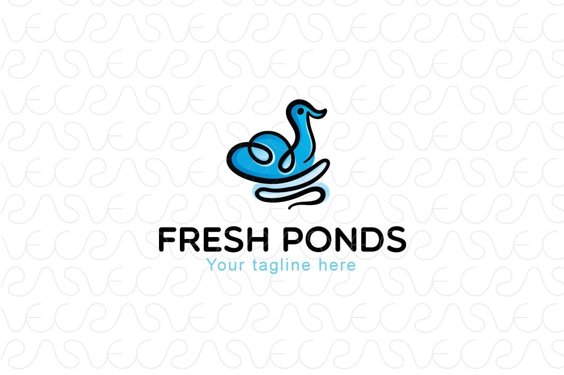 Fresh Ponds - Continuous Line Style Floating Swan Stock Logo Template of A Bird