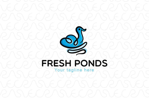 Fresh Ponds - Continuous Line Style Floating Swan Stock Logo Template of A Bird