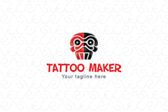 Tattoo Maker - Artistic Tribal Face Stock Logo Template
