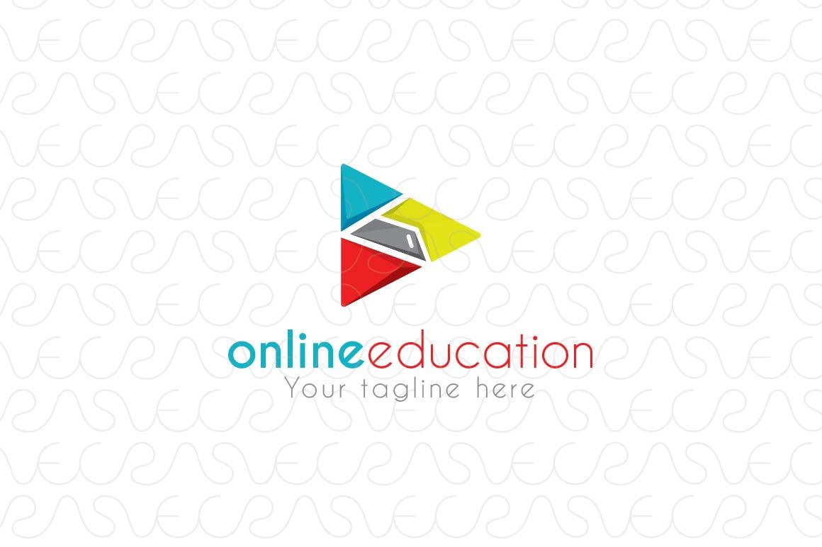Online Education - Play Symbol Stock Logo Design Template