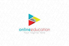 Online Education - Play Symbol Stock Logo Design Template
