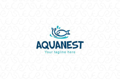 Aqua Nest - Fish Animal Stock Logo Template for Fish & Aquatic Conservation