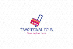 Traditional Tour - Colourful Embroidered Luggage Bag Stock Logo Template