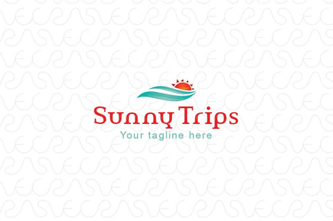 Sunny Trips - Nature Elements Stock Logo Template for Summer Vacation Tours
