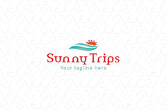 Sunny Trips - Nature Elements Stock Logo Template for Summer Vacation Tours