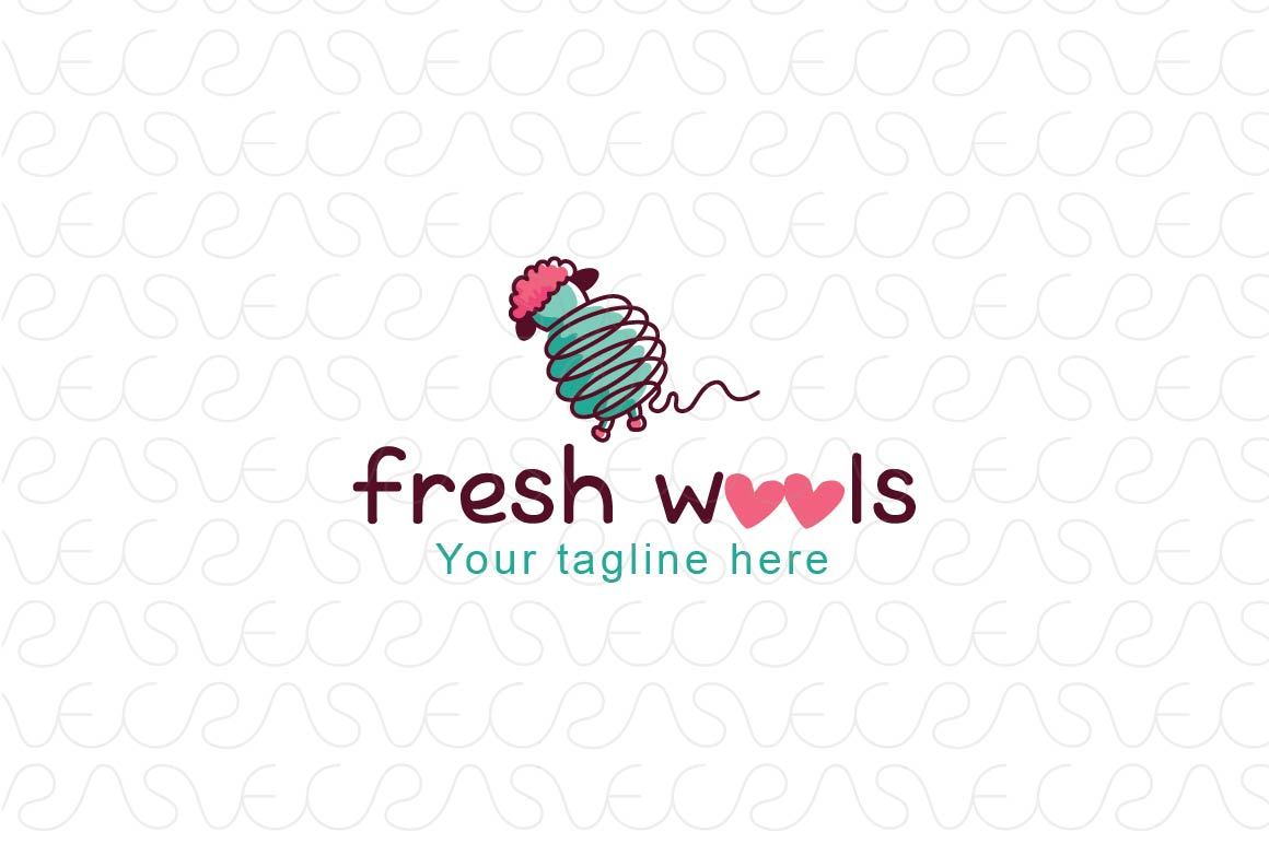 Fresh Wools - Cute Sheep linear Style Stock Logo Template of Domestic Animal