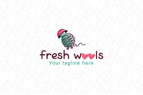 Fresh Wools - Cute Sheep linear Style Stock Logo Template of Domestic Animal