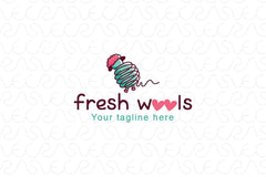Fresh Wools - Cute Sheep linear Style Stock Logo Template of Domestic Animal
