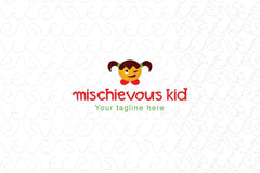 Mischievous Kid - Cute Girl Kid Logo Design Template