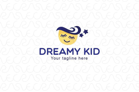 Dreamy Kid - Little Sleeping Boy Stock Logo Template
