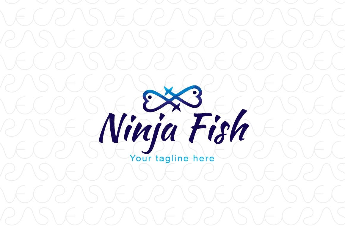 Ninja Fish- Abstract Water Creature Stock Logo Template
