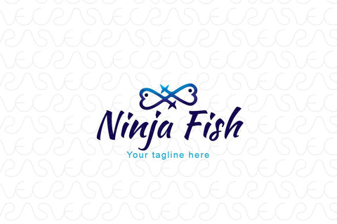 Ninja Fish- Abstract Water Creature Stock Logo Template