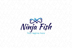 Ninja Fish- Abstract Water Creature Stock Logo Template