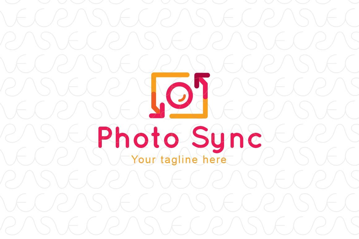 Photo Sync - Camera Icon Stock Logo Template for Cloud Storage Photography App