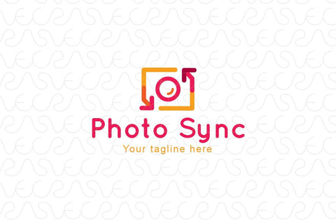 Photo Sync - Camera Icon Stock Logo Template for Cloud Storage Photography App