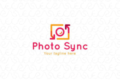 Photo Sync - Camera Icon Stock Logo Template for Cloud Storage Photography App