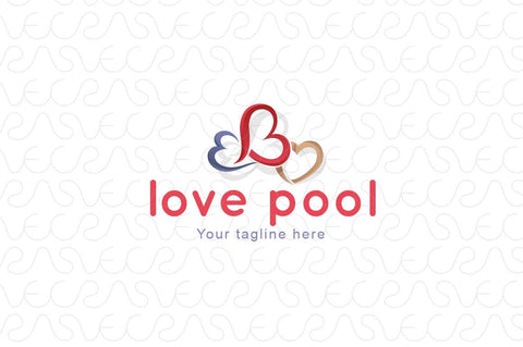 Love Pool - Creative Composition of Hearts Stock Logo Template