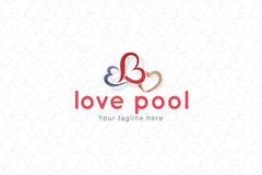 Love Pool - Creative Composition of Hearts Stock Logo Template
