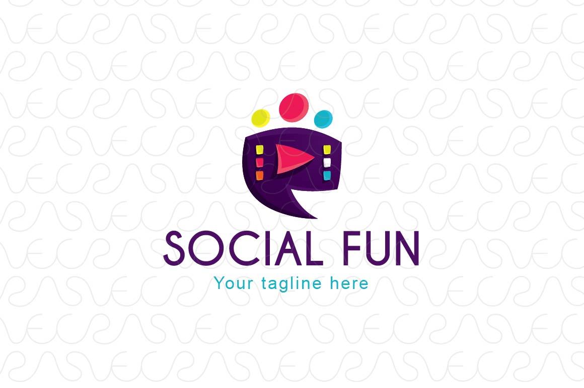 Social Fun - Chat Box Stock Logo Template for Entertainment Groups and Show Business