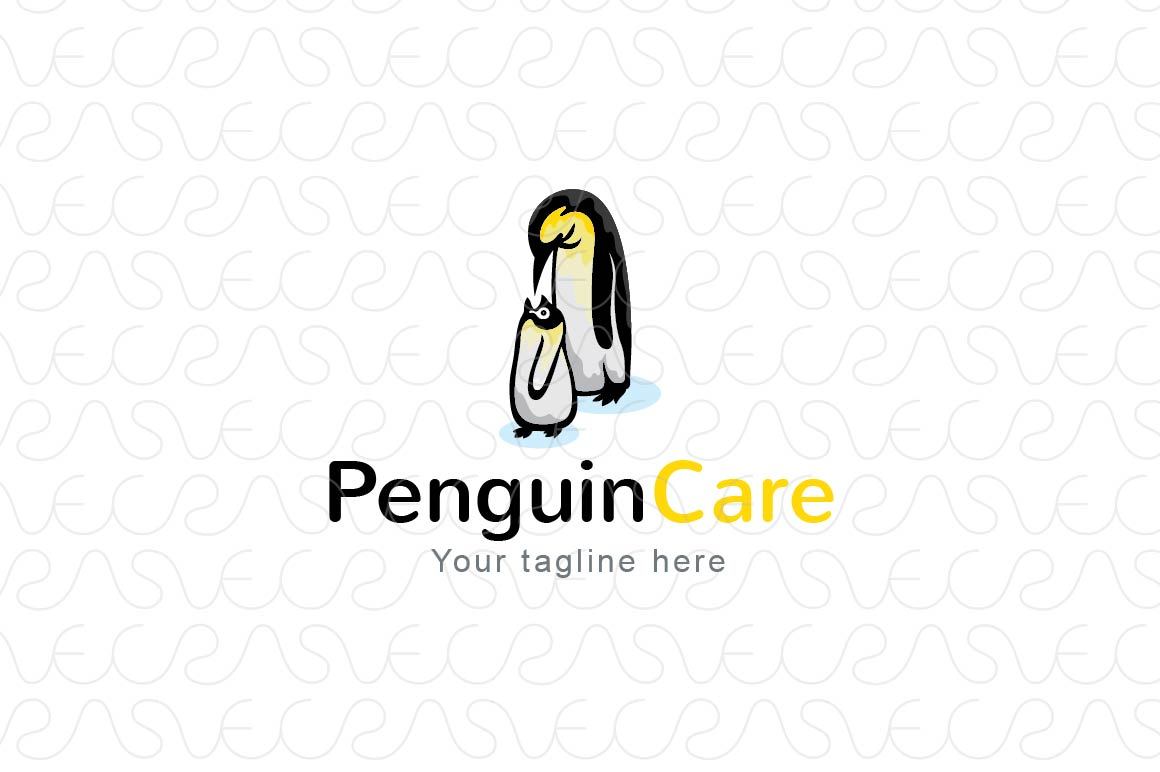 Penguin Care - Mother & Child Stock Logo Template of Birds