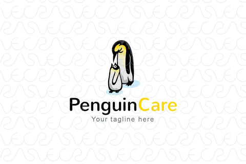 Penguin Care - Mother & Child Stock Logo Template of Birds