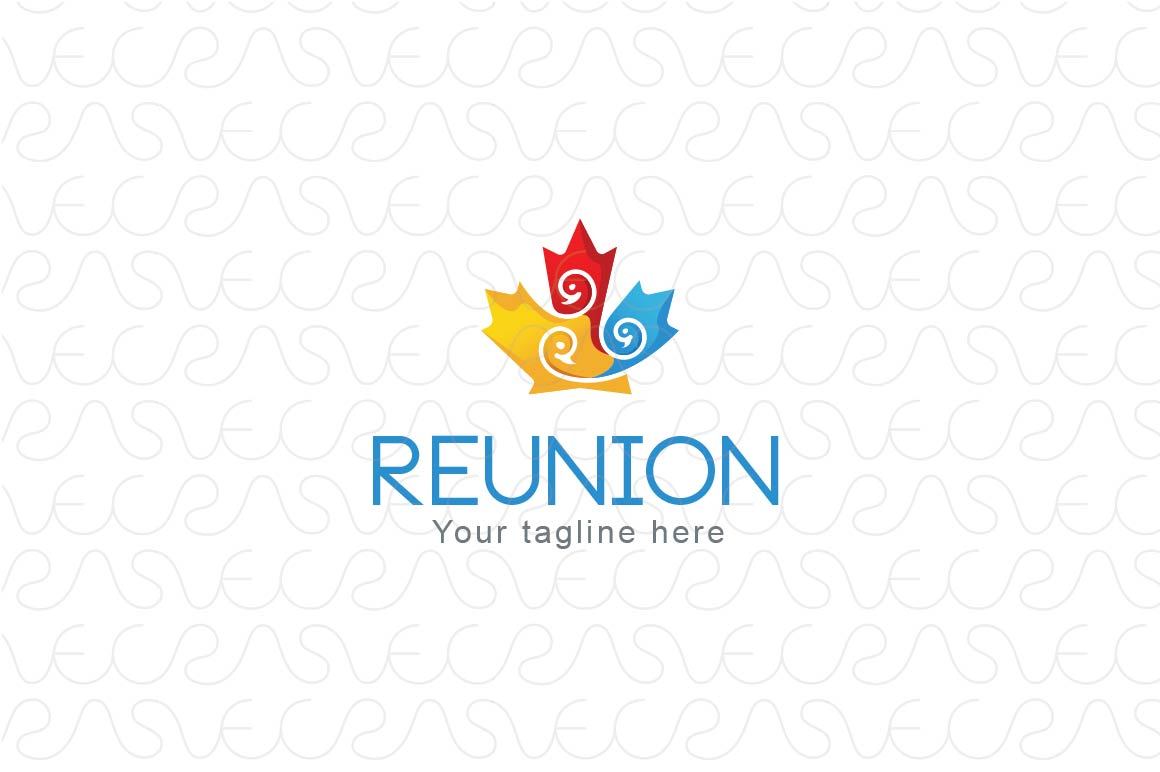 Reunion - Birds and Maple leaf Stock Logo Template for National Unity and Collaboration