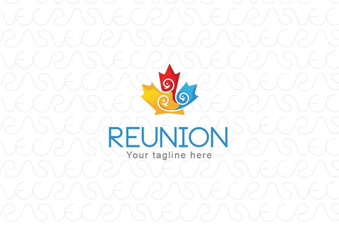 Reunion - Birds and Maple leaf Stock Logo Template for National Unity and Collaboration