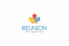 Reunion - Birds and Maple leaf Stock Logo Template for National Unity and Collaboration