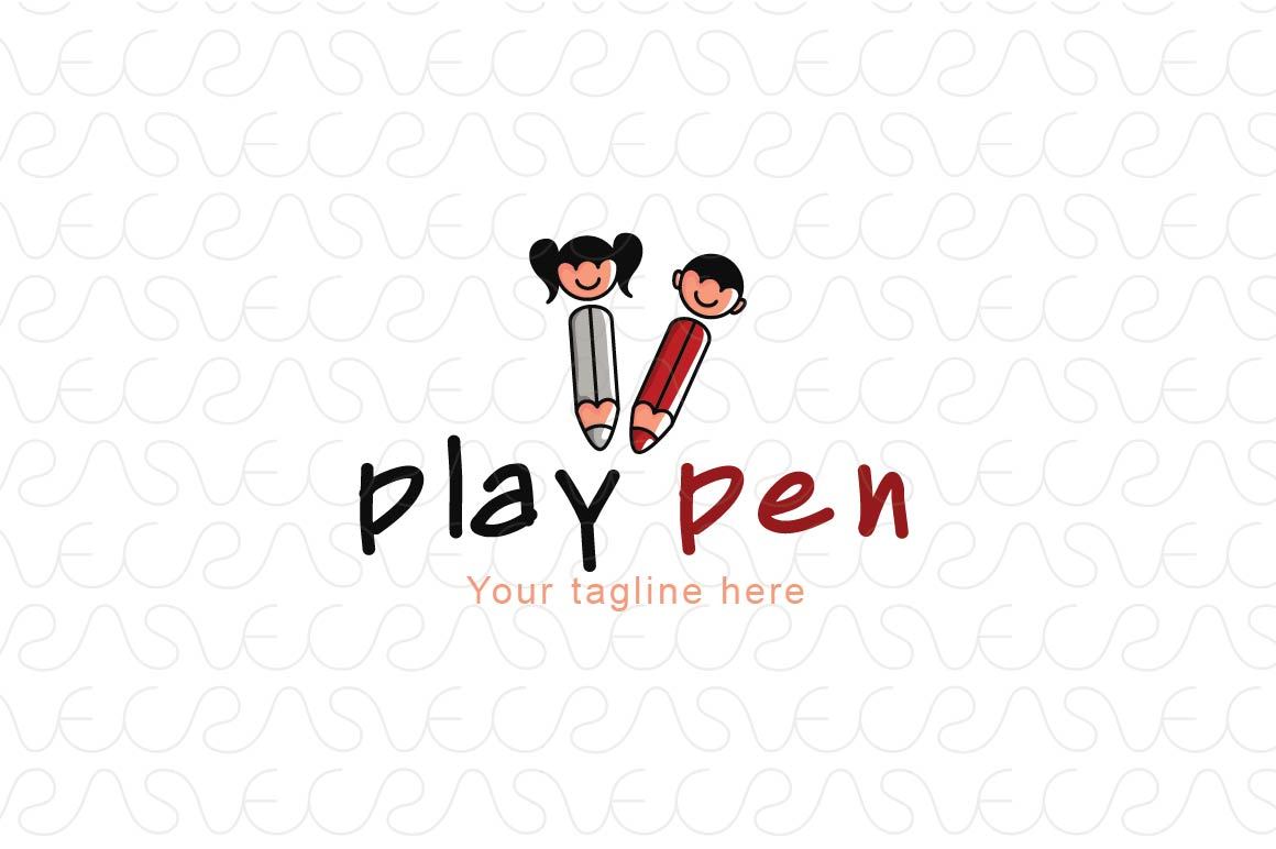 Play Pen - Cute Kids Abstract Stock Logo Template for Primary Education School