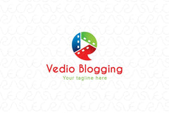 Video Blogging - Chat Bubble with Play Symbol & Camera Reel Stock Logo Template