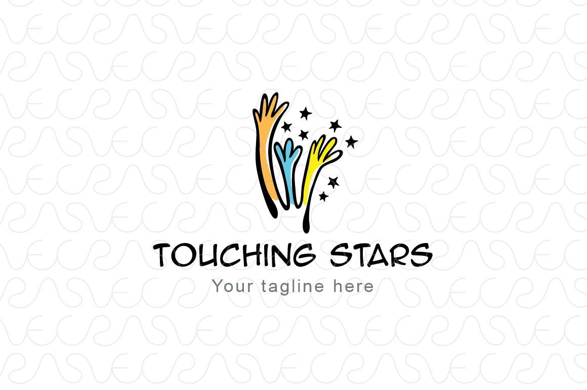 Touching Stars - Illustrative Hands Stock Logo Template