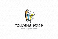 Touching Stars - Illustrative Hands Stock Logo Template